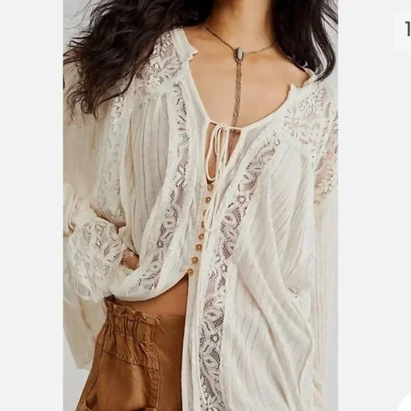 Free People Georgia Tunic Bright White SIZE SMALL - Picture 2 of 7